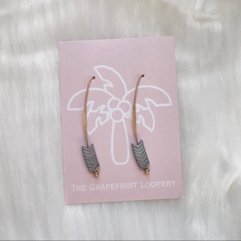 New Gray and Brass colored Arrow Earrings